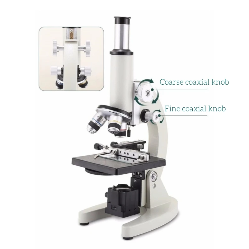 LED Lamp Student Monocular Biological Microscope 5000X 10000X Mite Sperm Observation with X-Y Stage Children Gift