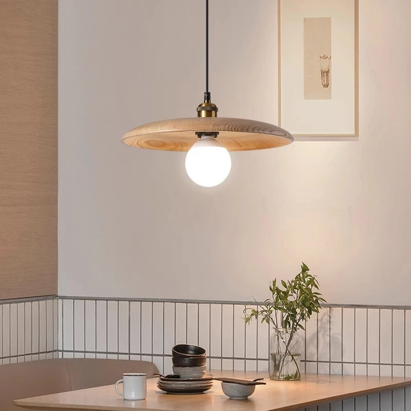 Nordic Minimalist Style Bedroom/Study Wooden Pendant Light Rotundity Designer Original Interior Hanging Chandeliers Illumination