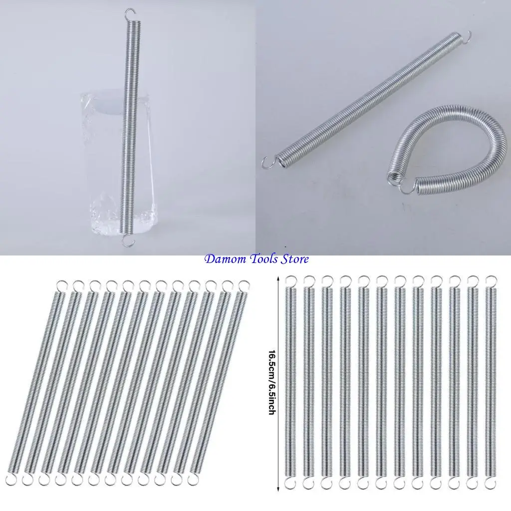 57BE 12Pcs Mechanical Compression Springs Length 16.50cm/6.5inch Stable Stretching for Crafts Machinery Repair Tension Spring