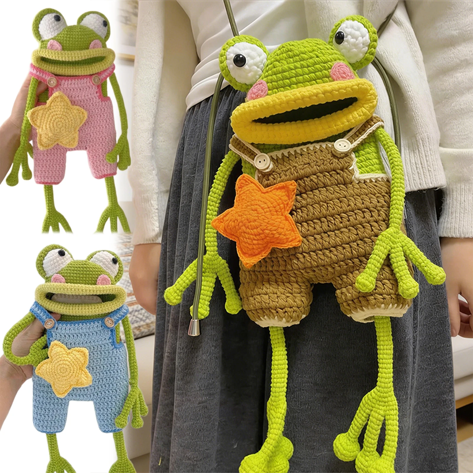 Frogs Crochet Phone Bag 2026 New Big Mouth Frog Phone Bag Crochet Cell Phone Bag Adorably Quirkys Design Women Crochet Purse