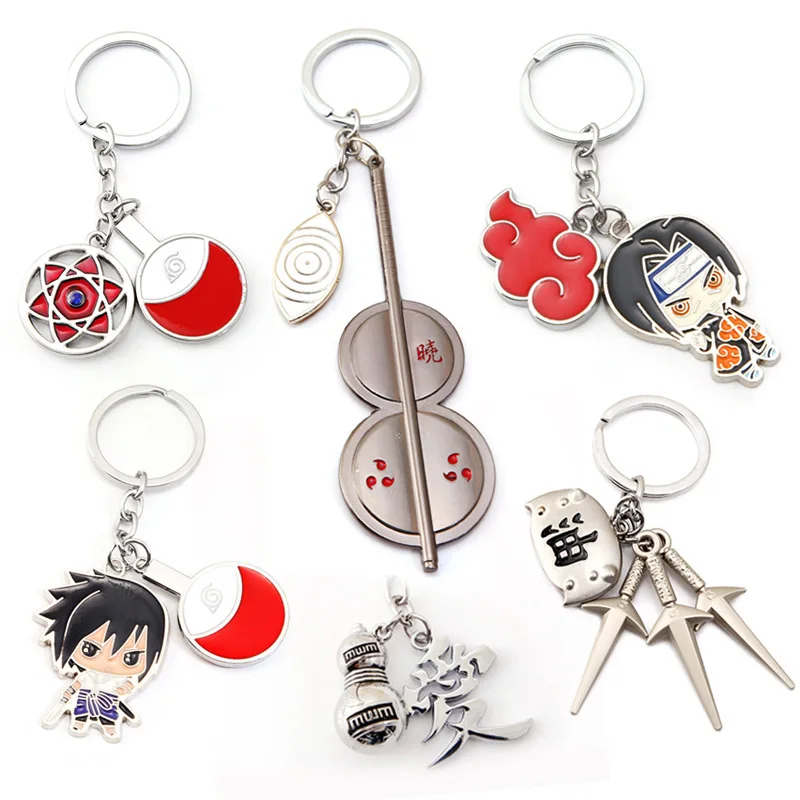 Anime Akatsuki Gaara Uchiha Sasuke Sharingan Jiraiya Uzumaki Keychain Figure Cosplay Toys Gift Metal Pendants Gift