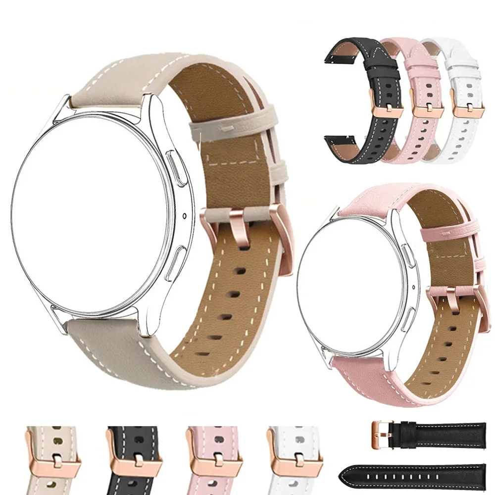 PU-Lederbänder für Samsung Galaxy Watch 4 5 6 7 44 mm 40 mm Classic 47 mm 46 mm 43 mm 42 mm Armband Galaxy Watch 5 Pro 45 mm Armband