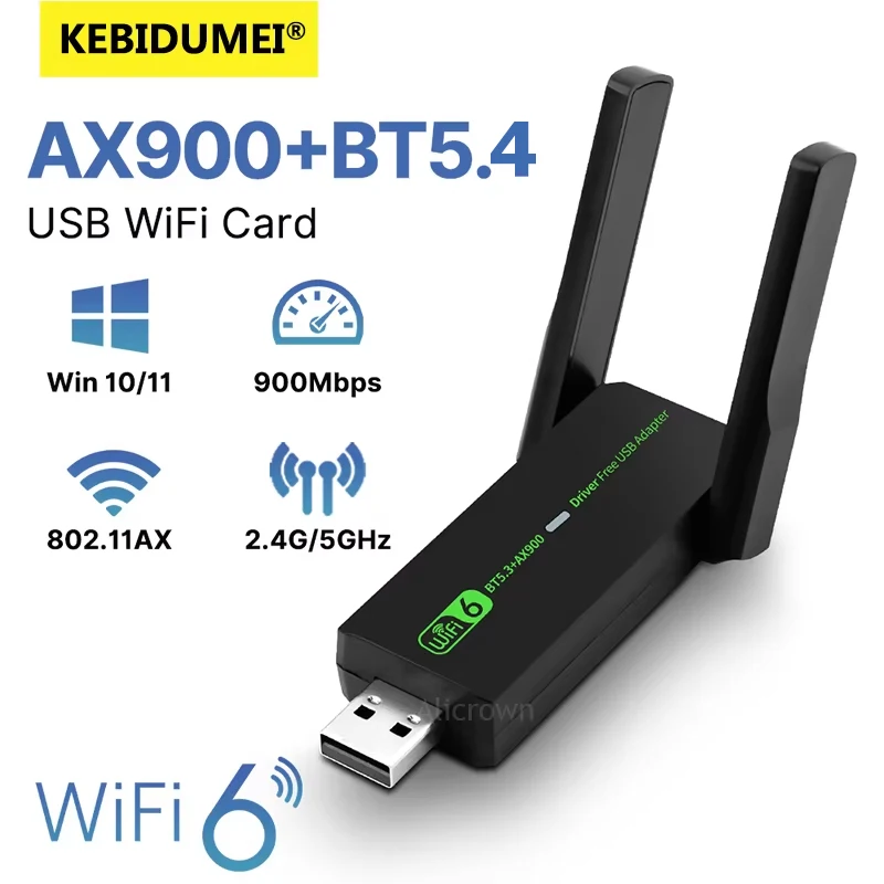 WiFi AX900 USB Adapter Bluetooth 5.4 Wireless Network Card 2.4G/5GHz Wi-Fi Antenna USB Dongle Recevier For PC/Laptop Driver Free