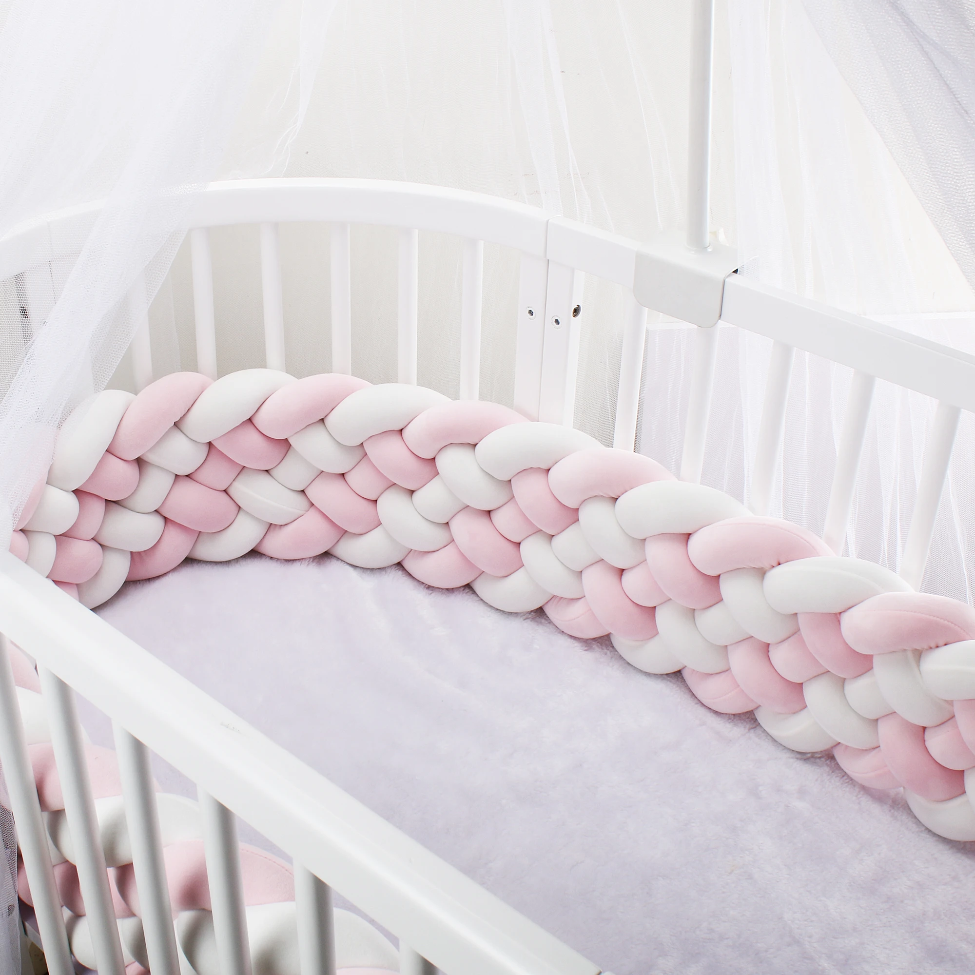 

2M Baby Bed Crib Bumper Thick Pillow One-piece Crib Around Cushion Cot Protector Pillows Newborns Room Decor