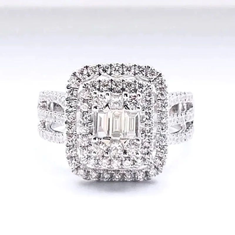 Huitan New Fashion Women Rings Geometric Shaped Crystal Cubic Zirconia Rings Gorgeous Bridal Wedding Accessories Party Jewelry