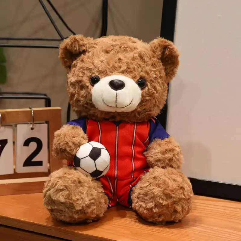 Newest Simulated Football Bear Doll Kawaii Stuffed Plush Toy Figure Doll Cartoon Anime Cute Kids Birthday Holiday Gift Doll