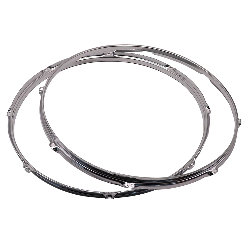 One Pair 18 Inch 8 Hole Drum Rim Drum Hoop Iron Silver Plated Up and Down 2mm Thickness