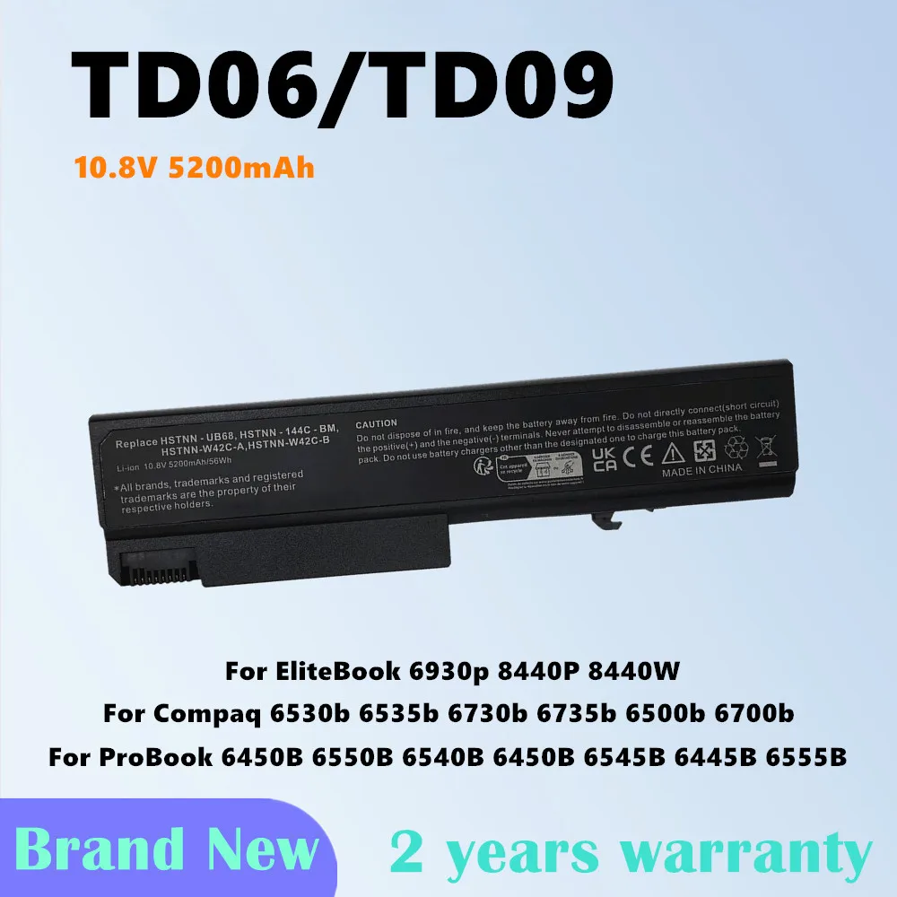 TD06 TD09 Battery For Hp 6535b 6530b 6730b HSTNN-UB69 UB68 HSTNN-XB0E EliteBook 8440p 8440w ProBook 6445b 6540b Laptop Battery