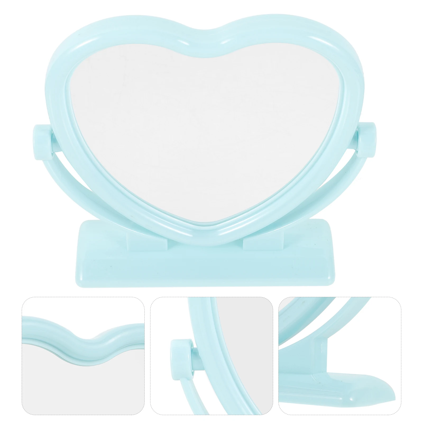 กระจกตั้งโต๊ะรูปหัวใจพร้อมการสะท้อนที่ชัดเจน ดีไซน์หมุนได้สำหรับแต่งหน้า โกนหนวด ใช้ในสำนักงาน ตกแต่งห้องนอนสวยงาม