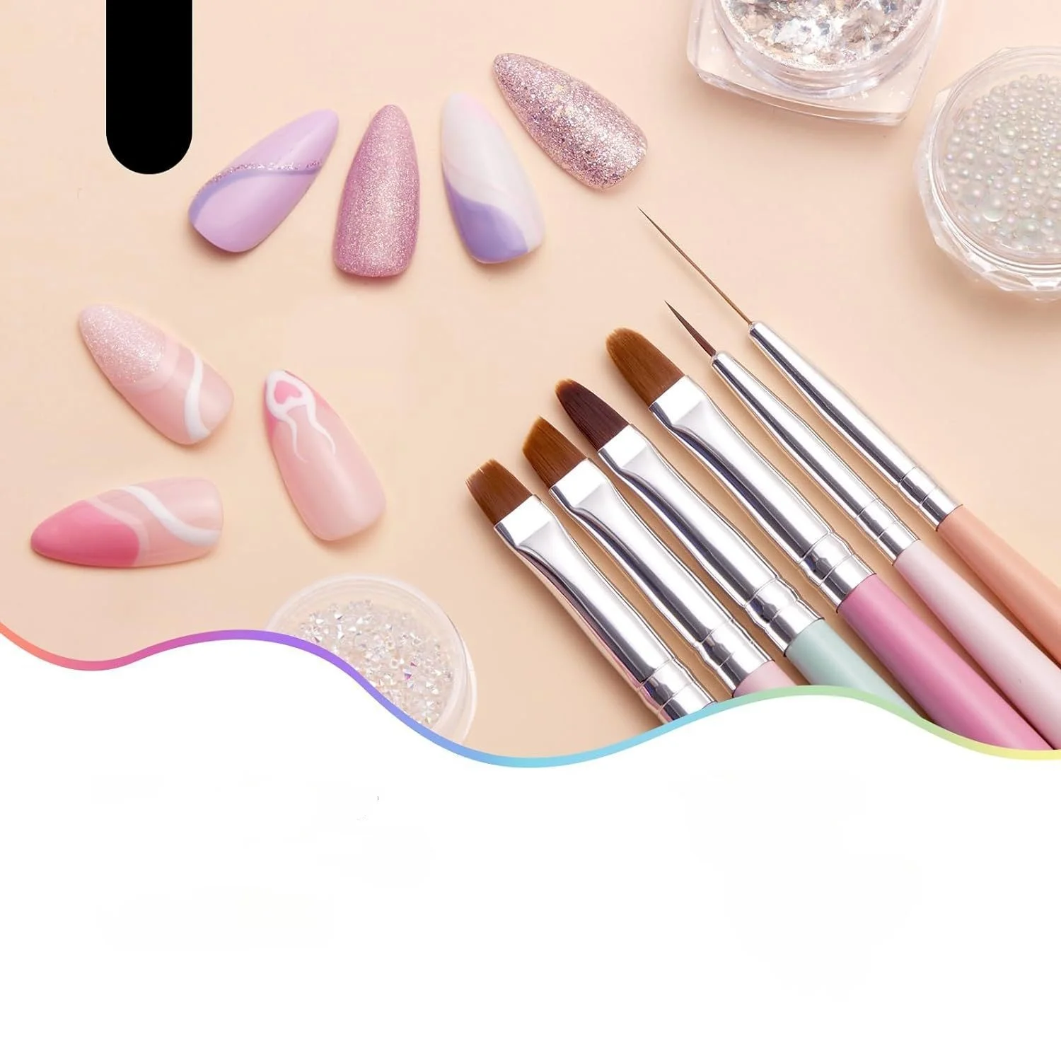 6 pçs pincéis de forro da arte do prego listra francesa dicas 3d linha listras diy desenho caneta uv gel escovas pintura manicure conjuntos de ferramentas do prego