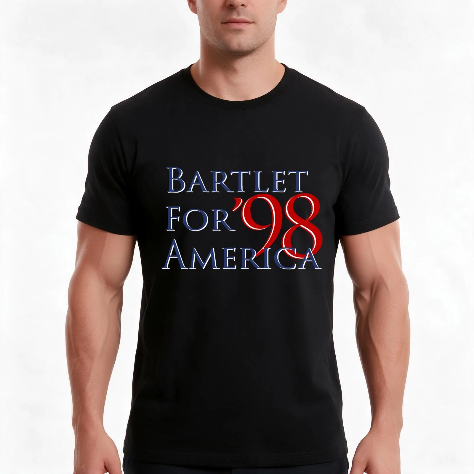 Bartlet for America T-Shirt, Summer Casual Cotton Tee, Oversized Streetwear Tops, Vintage Graphic Print, Loose Fit Short Sleeve