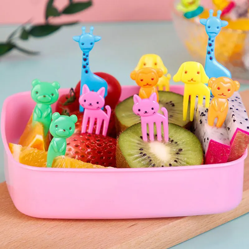 Cartoon Fruit Fork Cute Animal Bento Box Decoration Fork Cake Dessert Fork Mini Cartoon Toothpick Children's Lunch Accessories