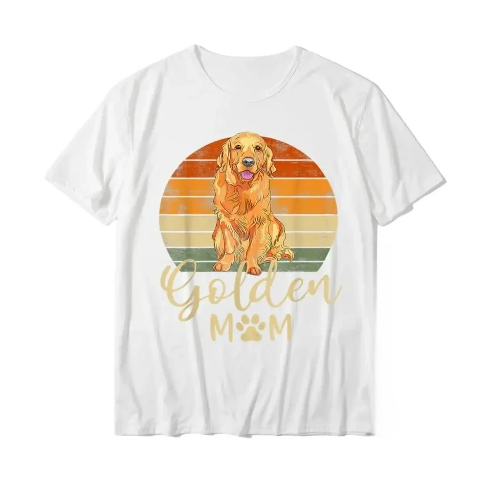 Golden Retriever Mom Vintage Sunset Golden Retriever Lover Gift Dog Mom T-shirt Tops T-shirt Tops Slim Fit Women Clothing Y2K