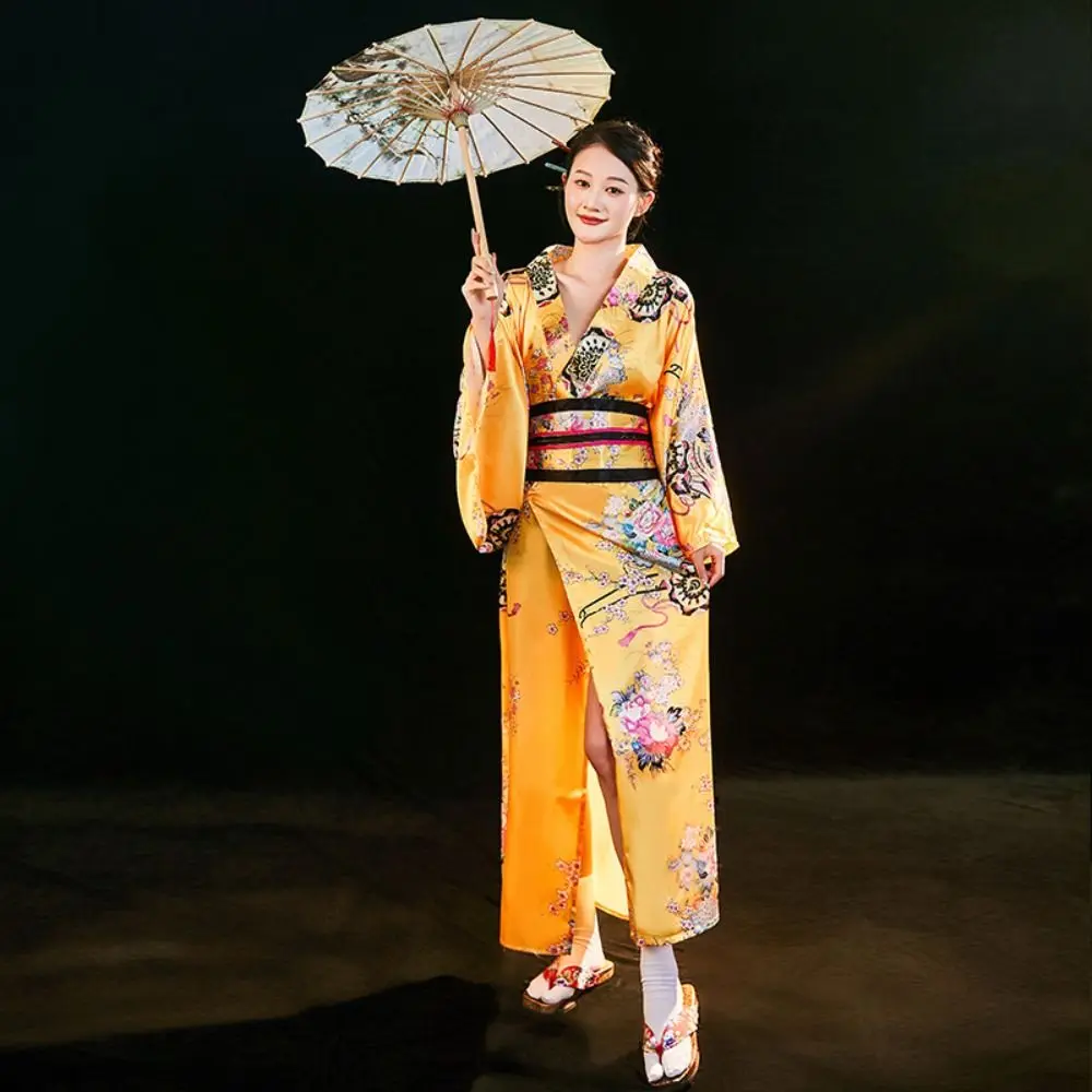 

Cosplay Costume Traditional Japanese Kimono Printed Floral Japanese Style Sakura Girl Kimono Dress Elegance Asian