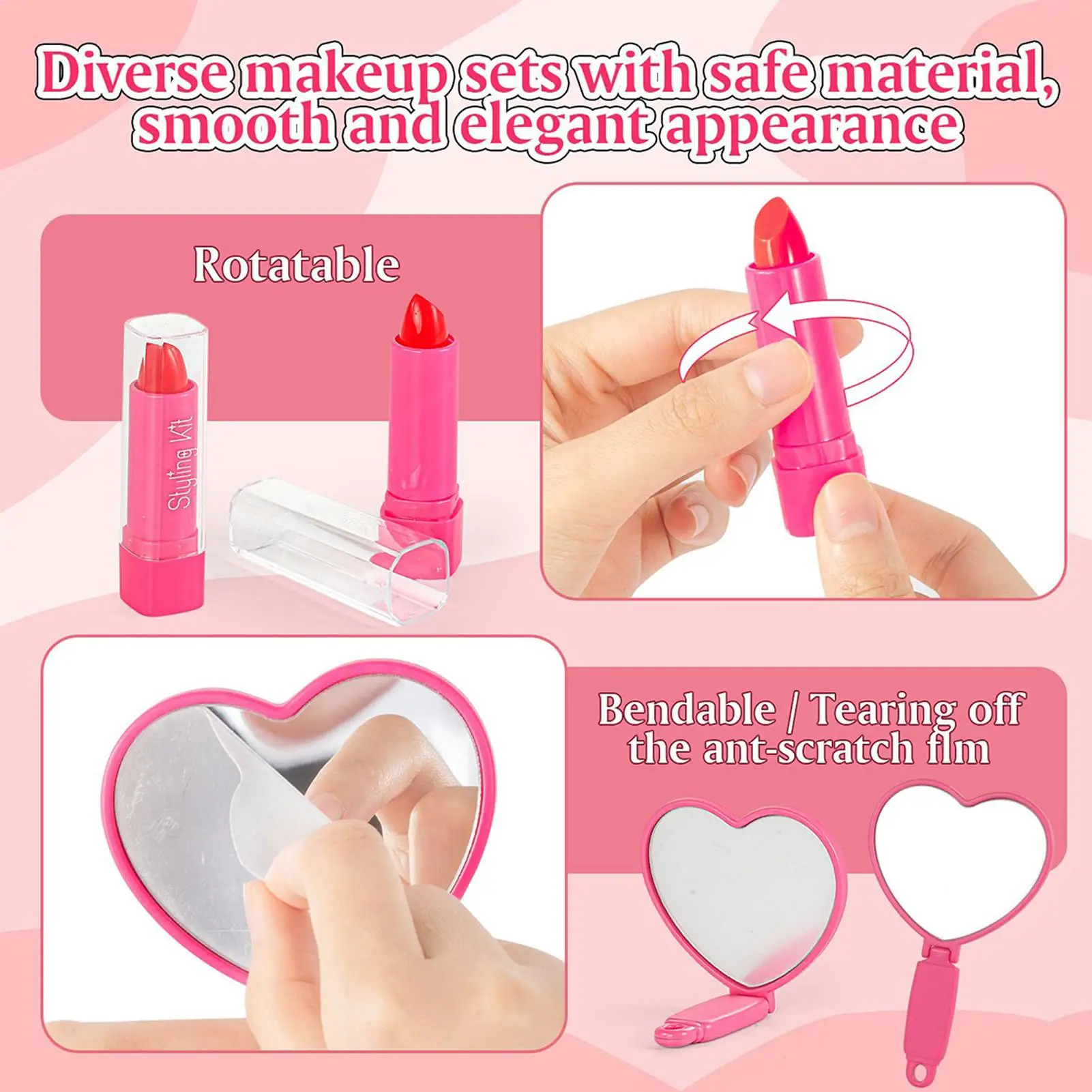 子供用ごっこ遊びメイクセット、ロールプレイ、クリエイティブゲーム、安全なフェイクメイクセット、女の子、男の子向け、発達促進、楽しい集まり、家族向け