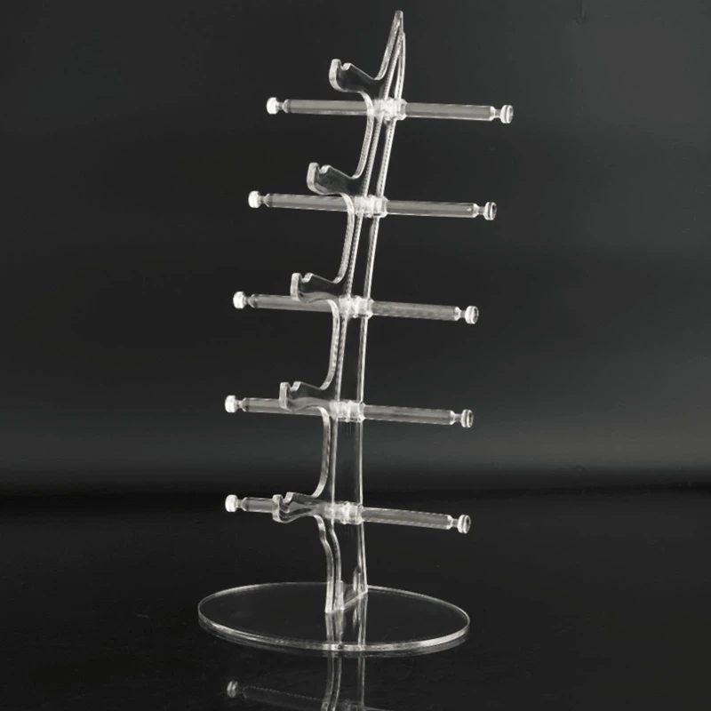 5 Tier Acrylic Transparent Eyeglasses Frame Riser Stand Sunglasses Display Showing Rack Holder Counter Eyewear Organizer