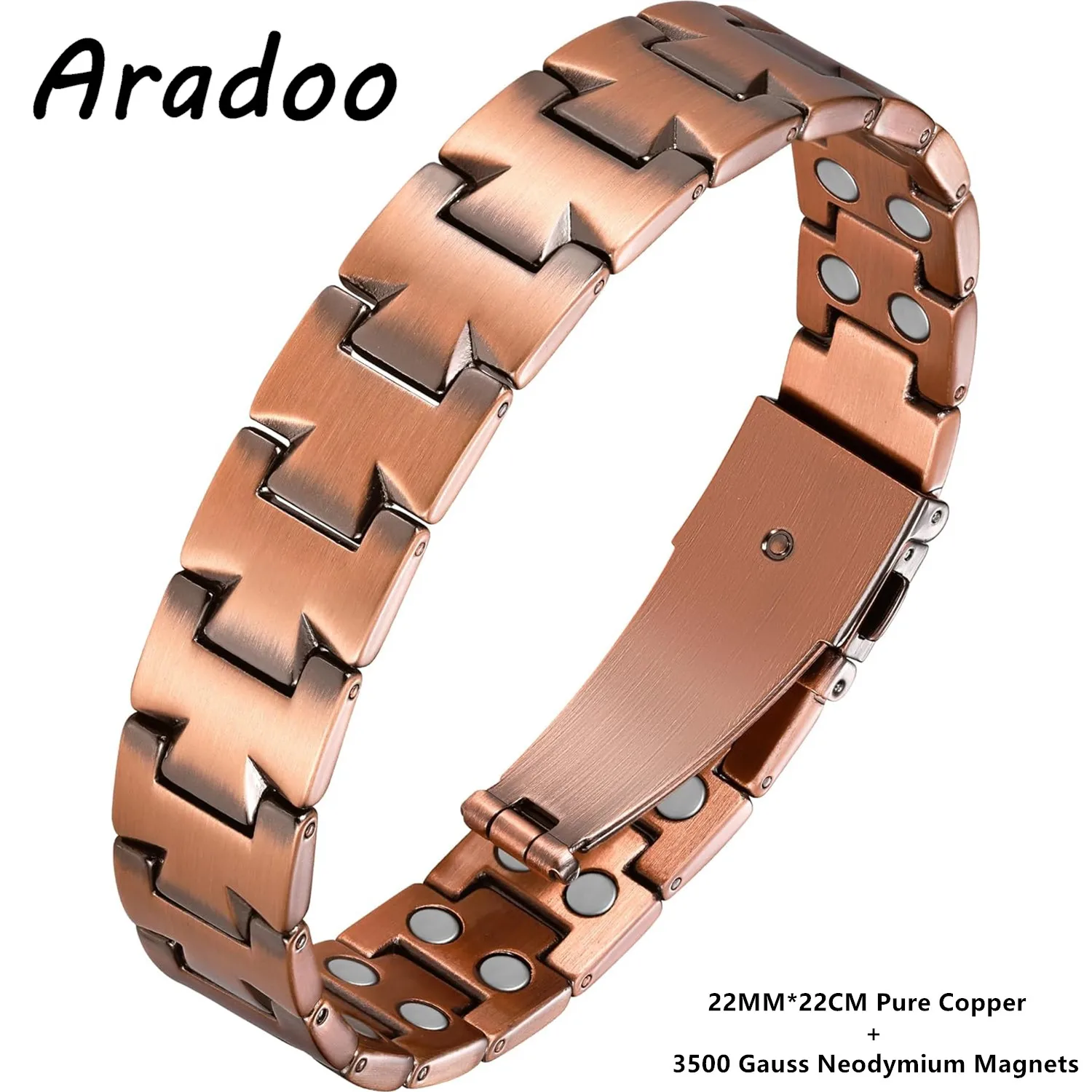 ARADOO Premium Copper Magnetic Therapy Bracelet for Men with 3500 Gauss Strength Magnets Bracelets Jewelry Gifts
