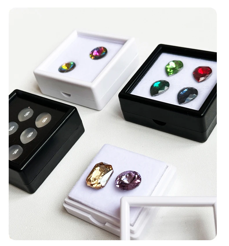 Lot of 70 Transparent Gem Display Box Top Glass Pendant Bead Charms Storage Jar Collection for Gemstone Diamond Holder Container