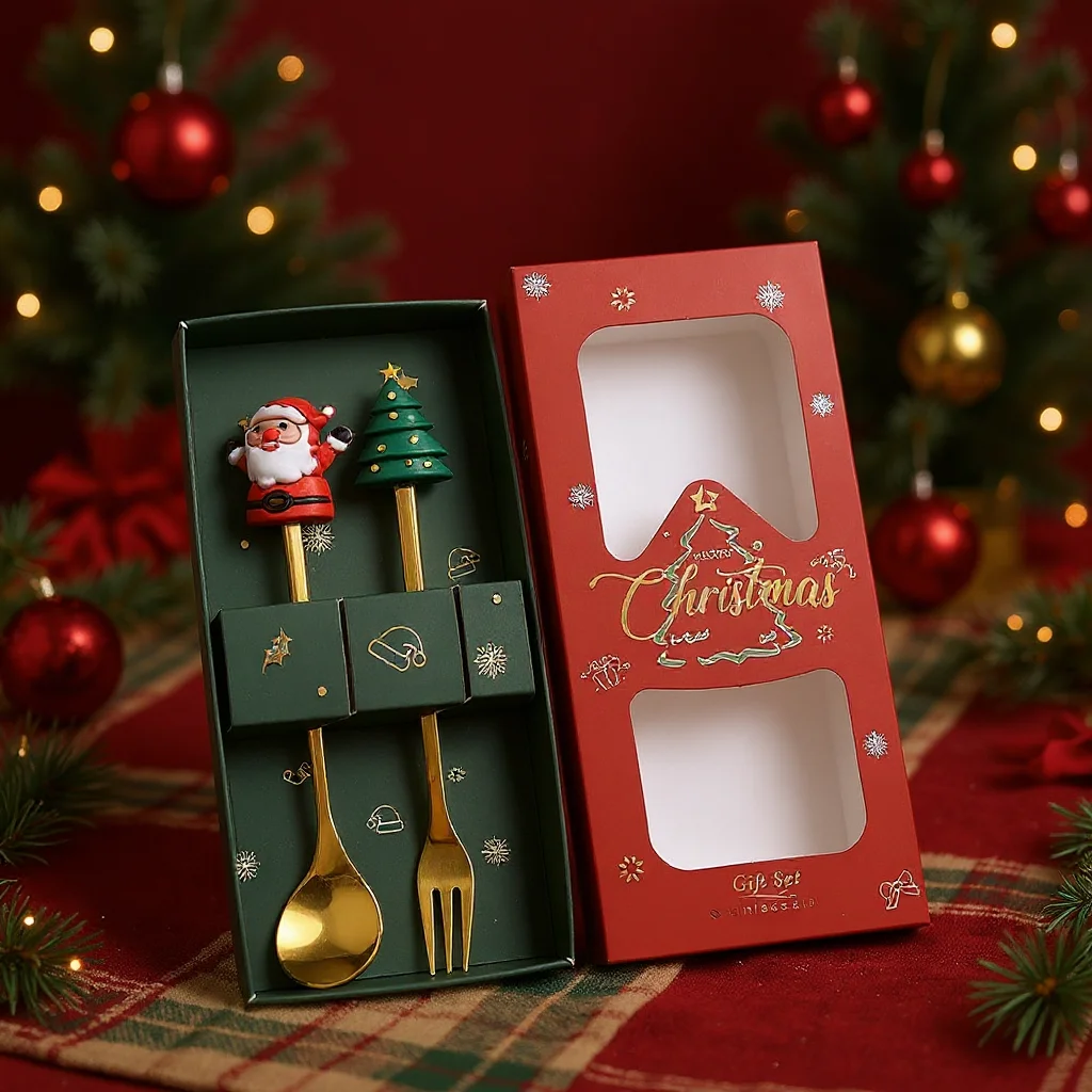 

Festive Christmas Spoon Sets Santa Claus Figurine Dessert Spoons Reusable Decorative Tableware Set Novelty Holiday Gift Supplies