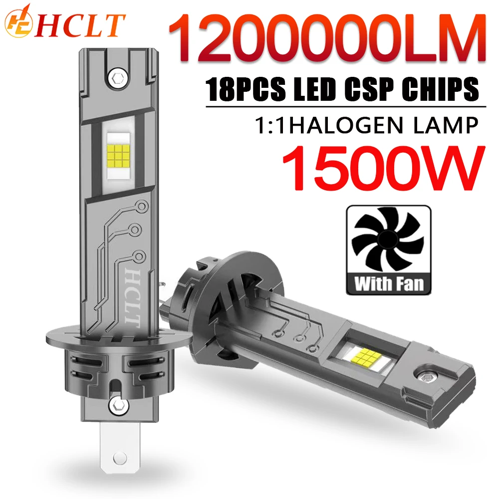 פנסי LED H1 סופר בהירים, נורת CANBUS בגודל מיני 1:1, פנסי ספוט לרכב עם מאוורר, פנסי ערפל לרכב, נורת לד H1