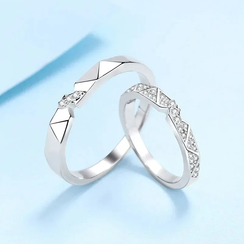 

Classic White Gold Women & Men Couple Rings, Unisex 0.048 Carat Moissanite Diamond Lovers Wedding Band Girl Valentine'S Day Gift