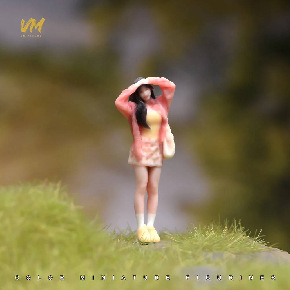 3D Miniatur-Figuren 1/64 Rennfahrerin Professionelle Fotografin Lässiger Mann Mädchen Szenerie-Requisiten Modellansicht Ornamente Fahrzeug-Dekoration – Detail 5
