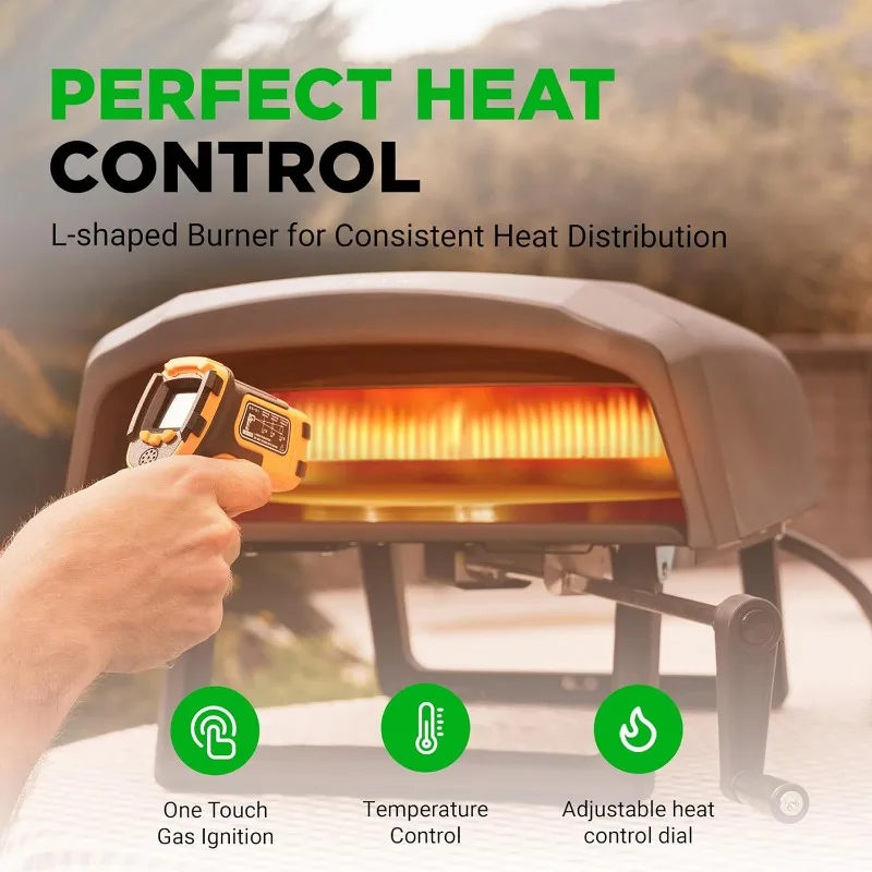 Rotativa Pizza Pedra com controle de calor ajustável, Pizza Peel Cortador, Tampa e Mangueira, Pizza em 60 seg, 360 °, 12 polegadas