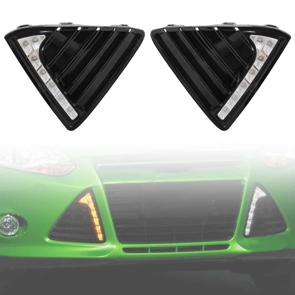 2Pcs DRL Led Daytime Running Light Fog Lamp Turn Signal Led Lights For For Ford Focus 2012 2013 2014 Car Accessories