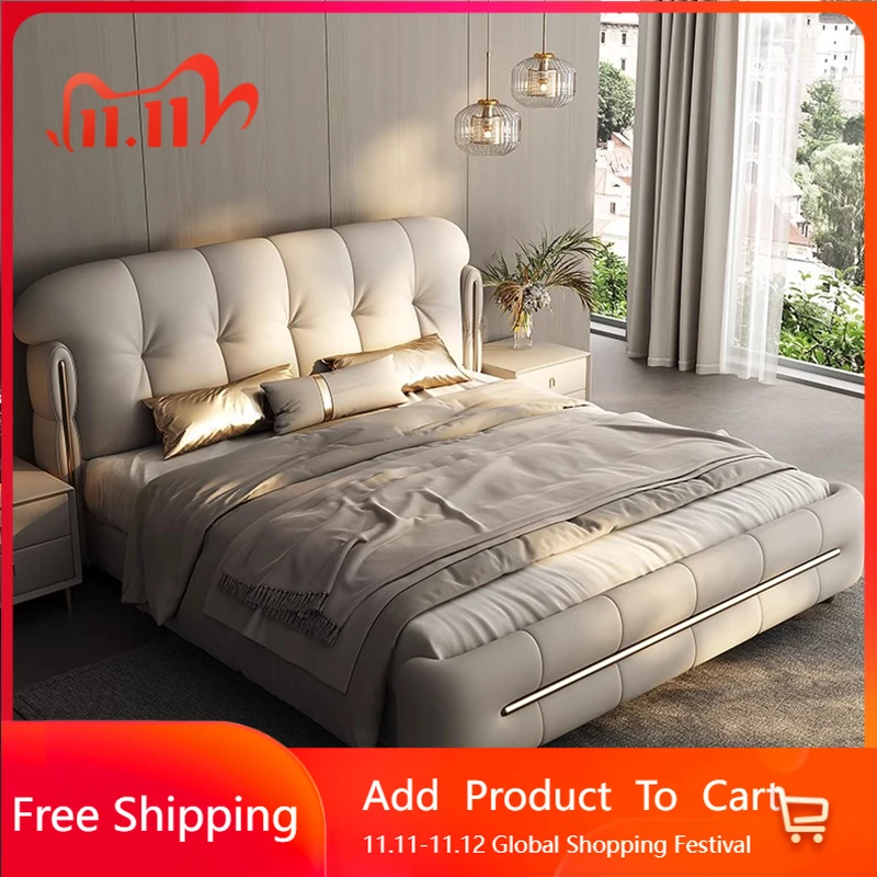 

Кожаная современная массажная кровать для спальни, спальная кровать принцессы на платформе, кровать в стиле лофт для человека, собаки, мебель Letto Matrimoniale Lounge Suite