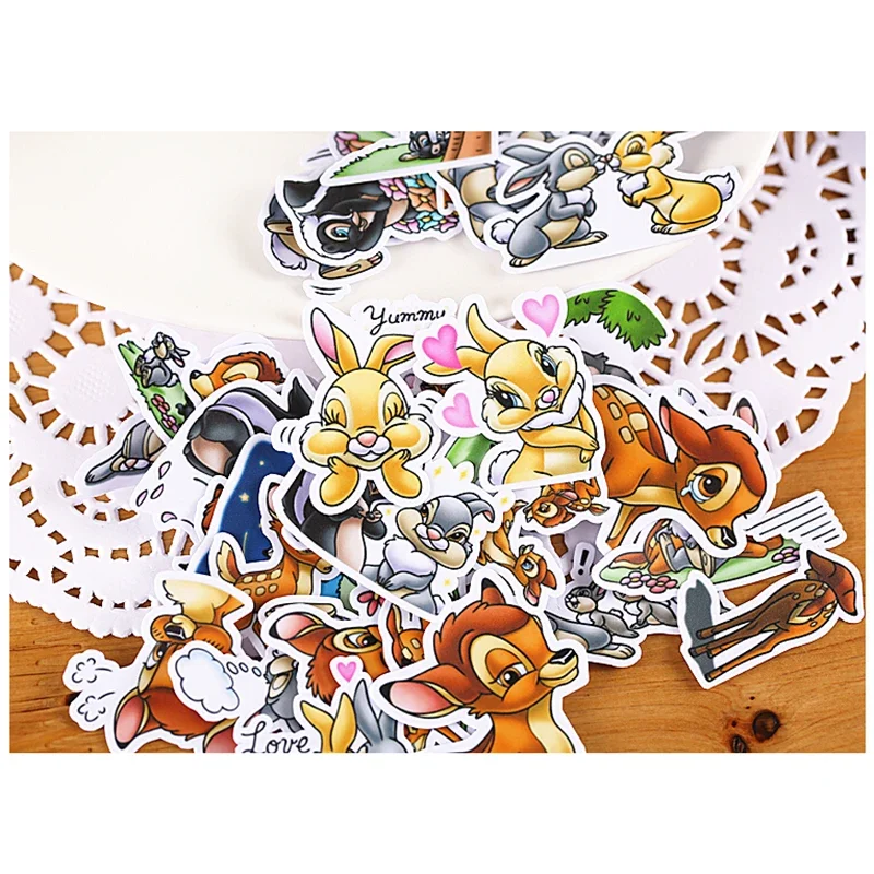 35pcs Disney Deer Bambi Anime Figure Creative Stickers DIY Albums Luggage Notebook Guitar Waterproof Stickers Birthday Gifts