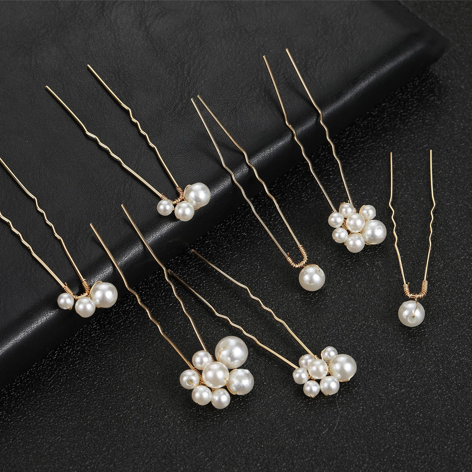 7PCS U-Shape Hairpin Set for Women Anti-slip Stable Grip Wedding Bridal Headdress for Valentine's Day Christmas Gift