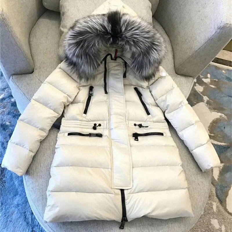 2022 Winter Goose Puffer Jacket Ladies Warm Hooded Cotton-padded Clothes Women Slim Long Down Winter Jackets Women Coats