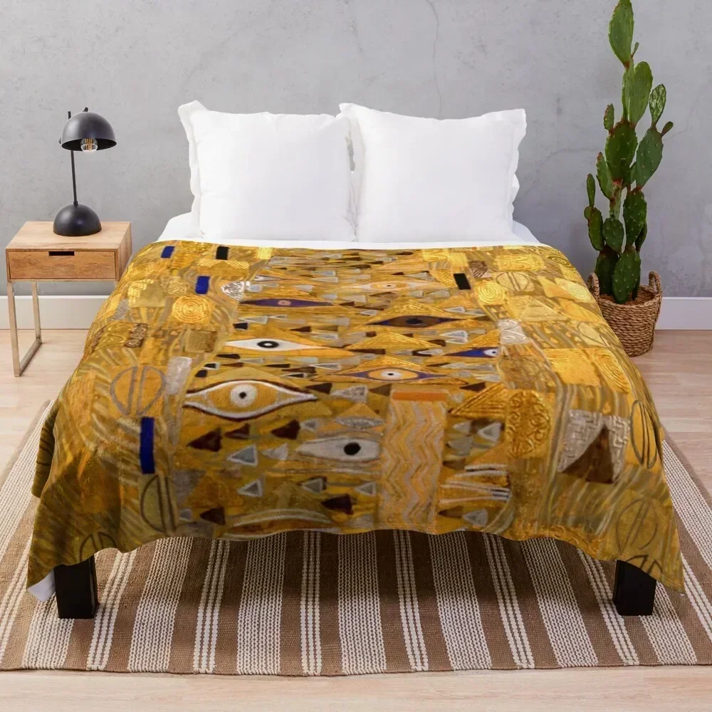 Adele Bloch-Bauer I - Detail by Gustav Klimt Gold Throw Blanket Kid'S Tourist Giant Sofa Multi-Purpose Blankets