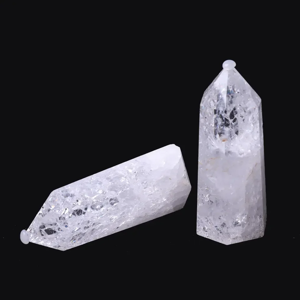 1pcs Natural Crystal Healing Stone Reiki Gem Meditation Wand Transparent Quartz Tower Natural Popcorn Transparent Quartz Rod