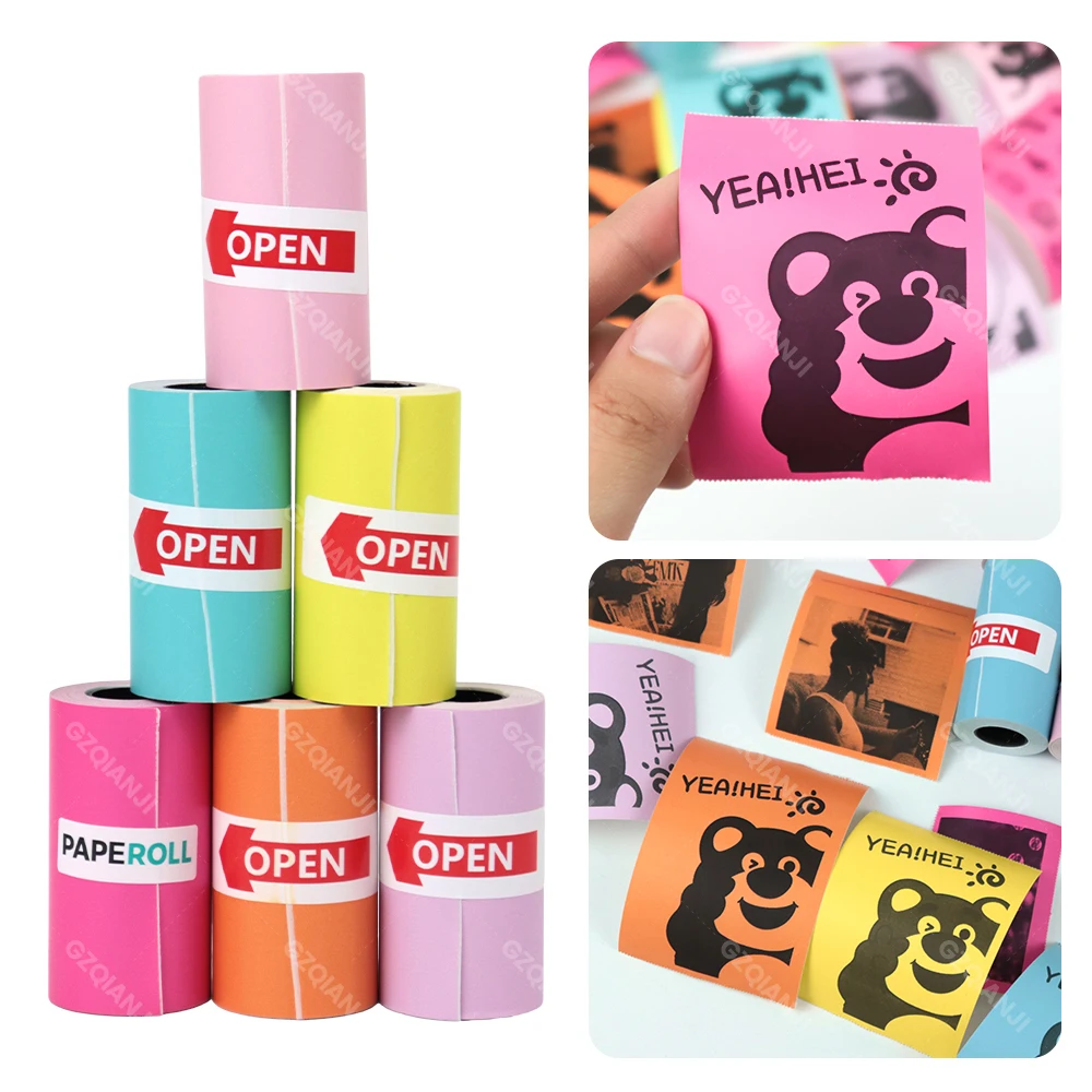 NEW Color Thermal Sticker Notes Photo Paper Self-adhesive Papers Roll for 58mm Peripage A6 A8 A9 Paperang P1 P2 Thermal Printer