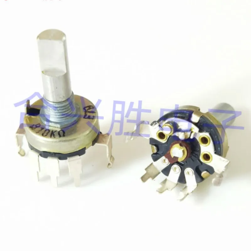 2PCS RV17 Type Rotary Belt Switch Potentiometer Vertical B10K Power Amplifier Radio Tuning Speed Control