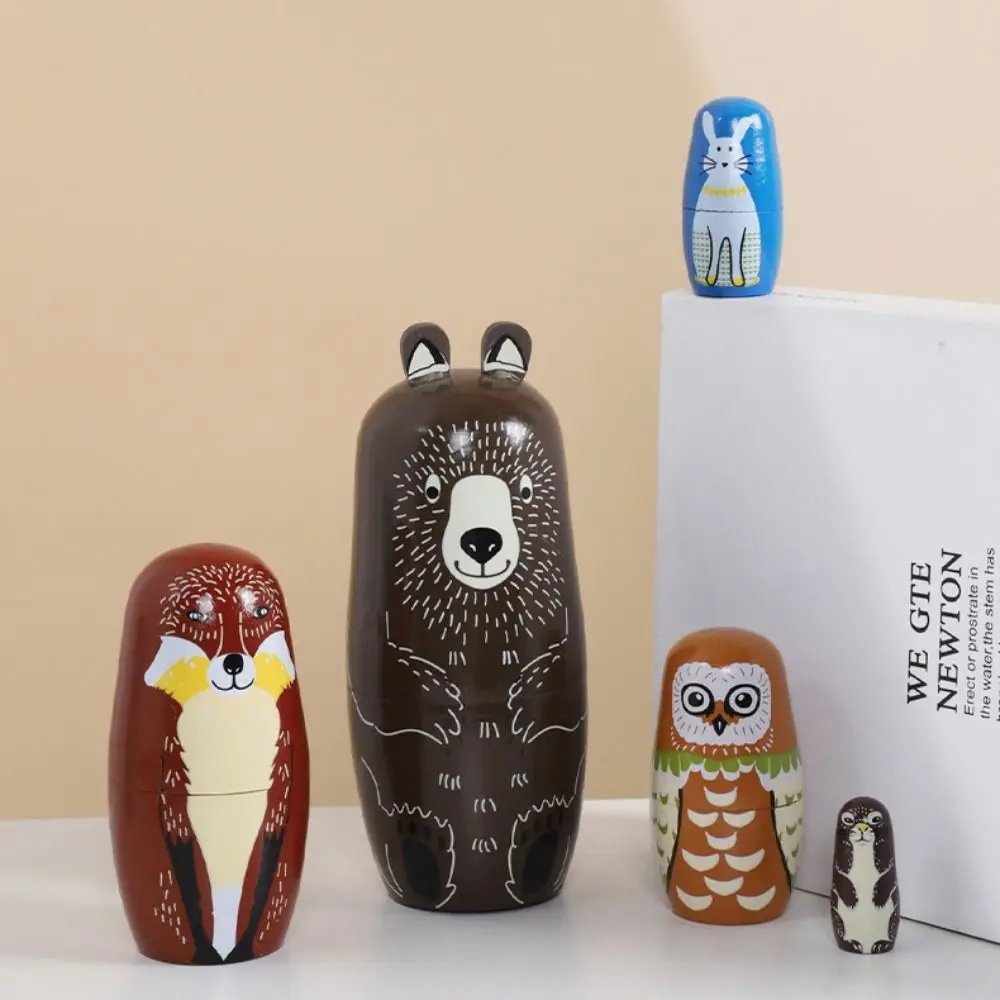 

Набор из 5 деревянных матрешек «Пингвин»: безопасные куклы-животные для девочек, русская панда, щенок, для сборки