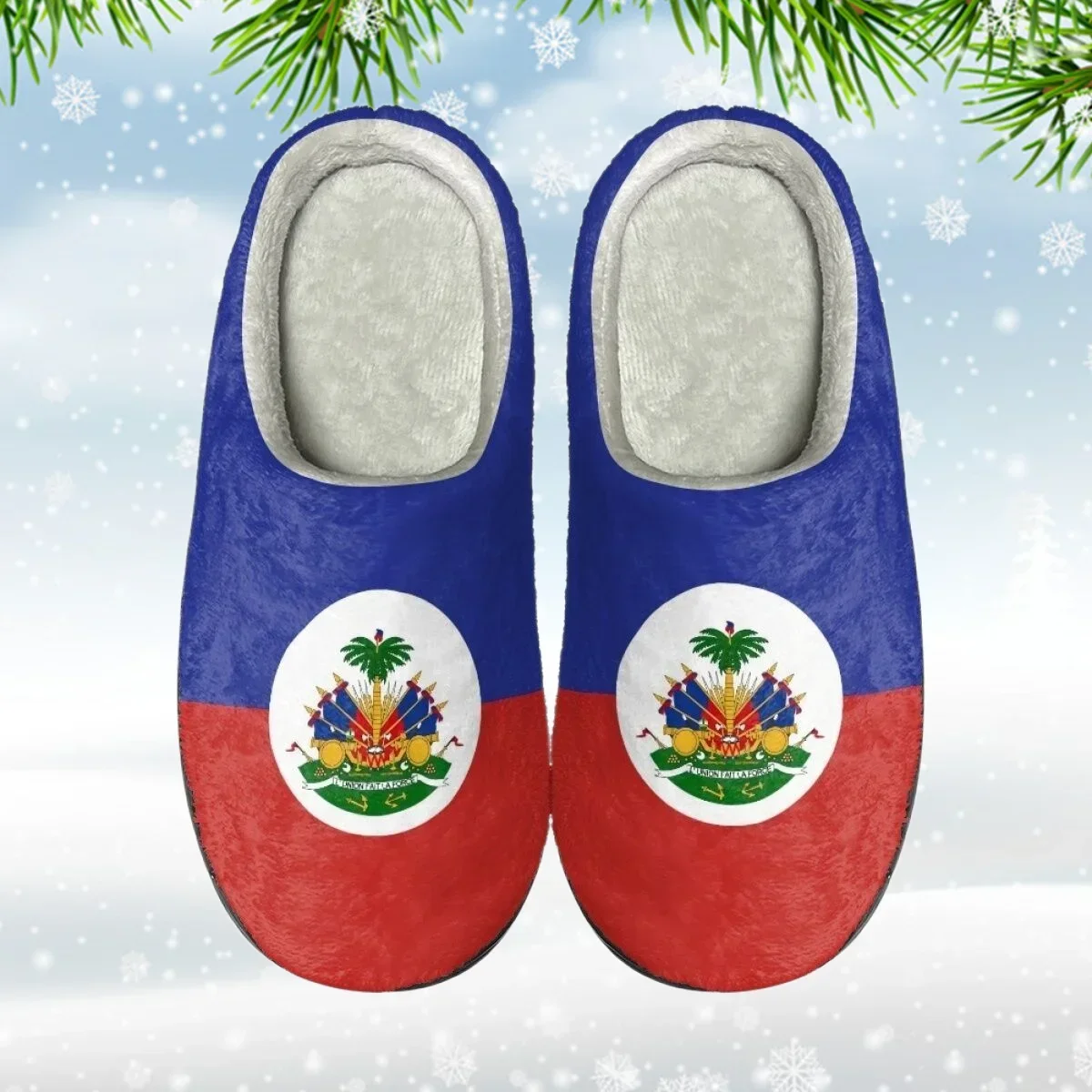 

Haiti Flag Indoor Slippers Women Men Winter Thick Sole House Warm Couples Home Non-Slip Large Size Cotton Slipper