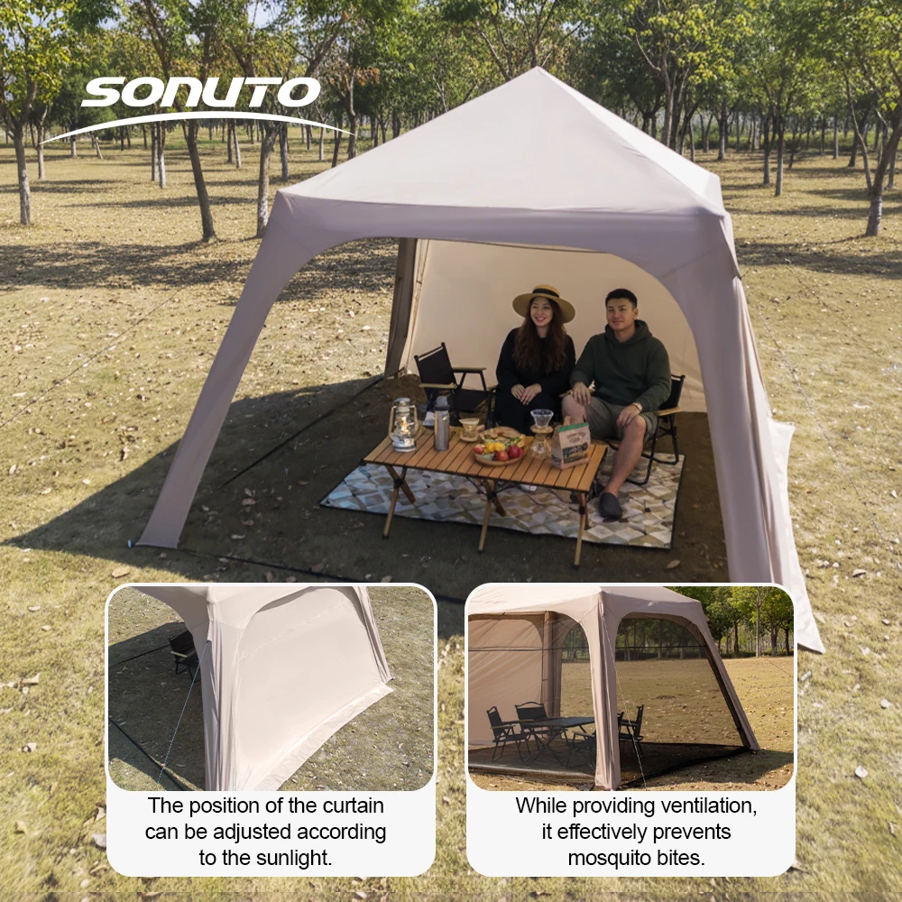 Sonuto 3x3m Inflatable Gazebo with UV Protection, Quick Setup Air Event Shelter, Waterproof Windproof Glamping Canopy Tent image 5