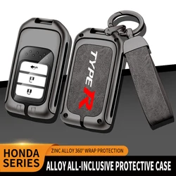 Funda de llave de aleación de Zinc de TPU para coche, carcasa de Metal para llavero de Honda Tipo R Accord Civic HRV CRV CITY Jazz Odyssey Spirior FIT