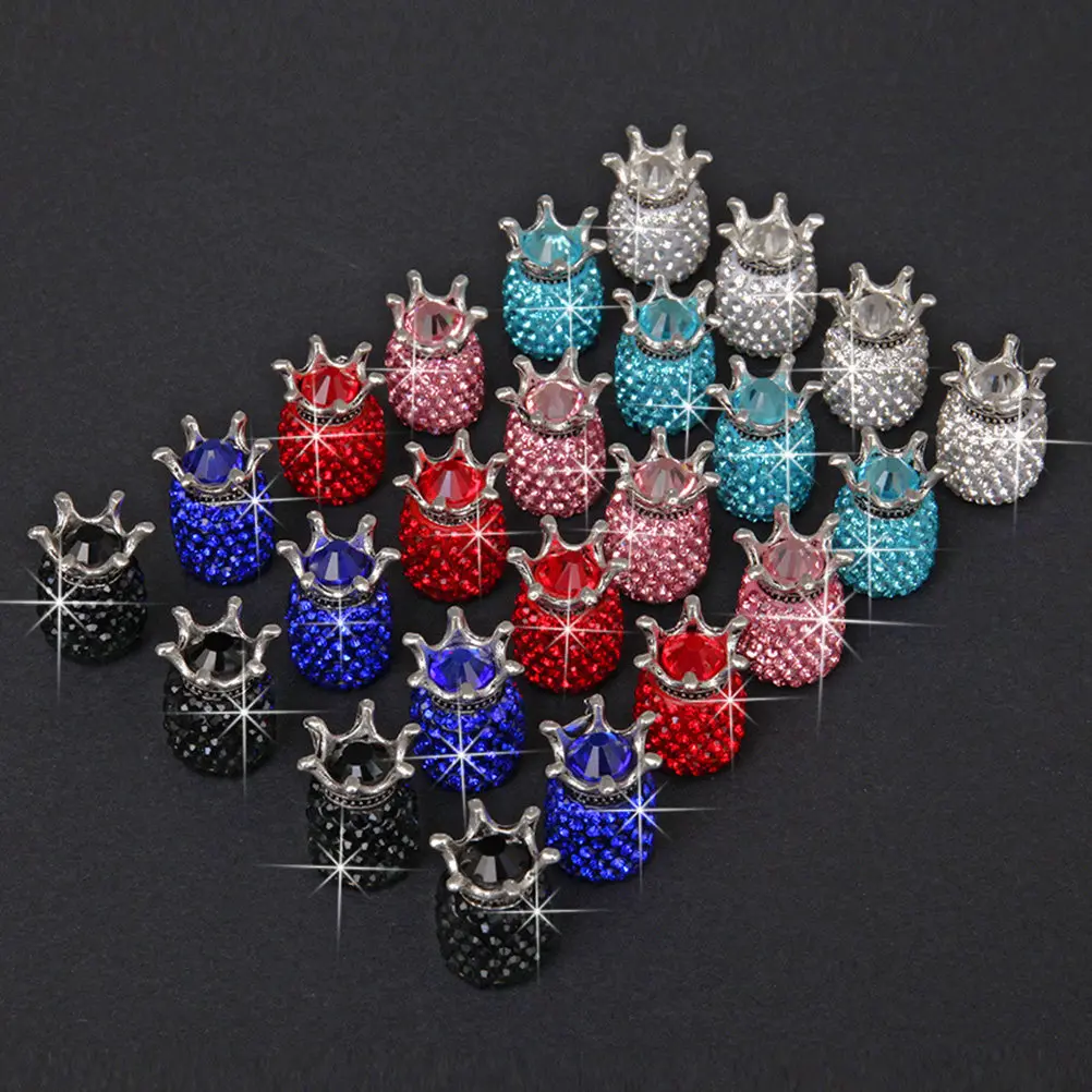 4 pcs Diamond Shape Car Tires Cover Pink Shining Wheel Stem Cap Dustproof Universal Valve For Auto Motorcycle