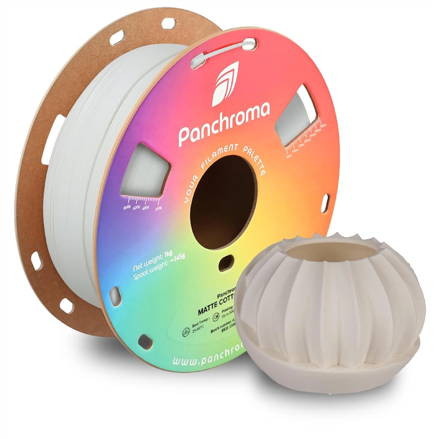 

Matte PLA Filament 1.75mm 1kg, Cotton White 3D Printing Filament for FDM Printers, Tangle-Free Spool