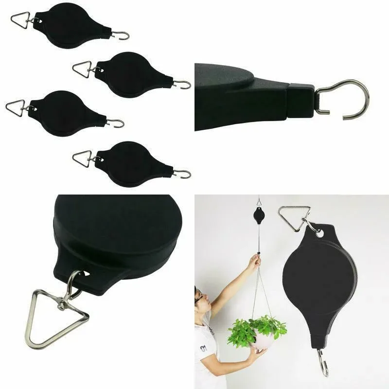 Home Gardening Retractable Lifting Hooks Balcony Hanging Pot Orchid Planter Birdcage Hooks