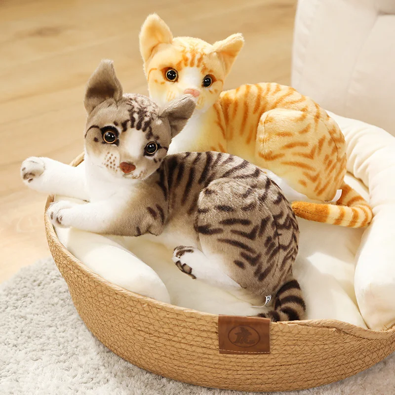 27 ~ 40 cm Wie Echte Katze Puppe Liegen Plüsch Tier Spielzeug Orange Grau Gefüllte Peluche Dekoration Geschenk Drop verschiffen
