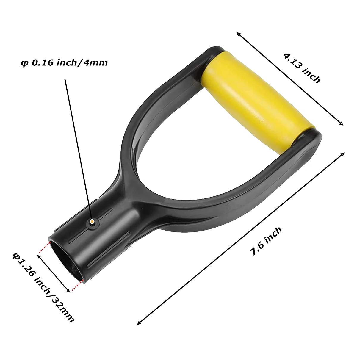 Plastic Spade Handle Shovel D Grip Handle,32mm Inner Diameter Spade Snow Shovel Handle, Spade Snow Scoop Digging(Yellow)T98C