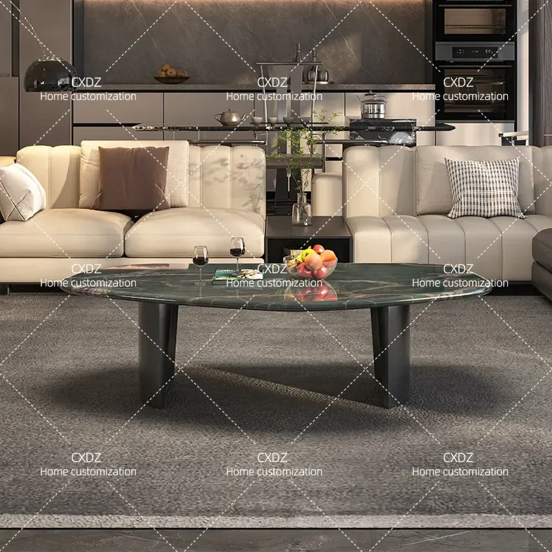 Natural Marble Coffee Table Luxury Stone Centerpiece for Living Room Minimalist Small Apartment High End Side Table Combo
