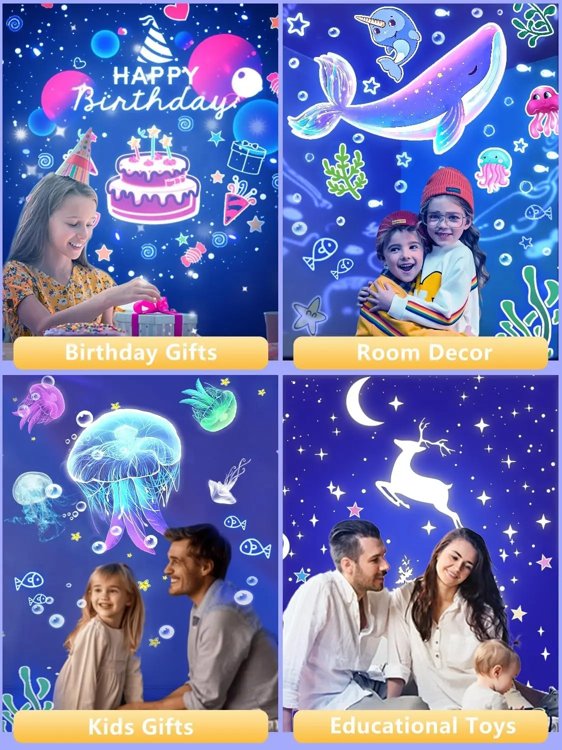 21 in 1 Kids Night Light Nebula Star Projector rotazione 3 Light Color Galaxy Projector Plug in Night Lamp regali per le donne bambino