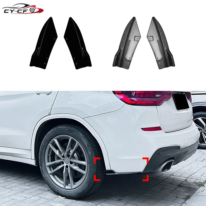 For BMW X3 G01 LCI M Sport 2018 2019 2020 2021 Carbon Fiber Look/Gloss Black Rear Bumper Side Spoiler Air Vent Cover Splitter