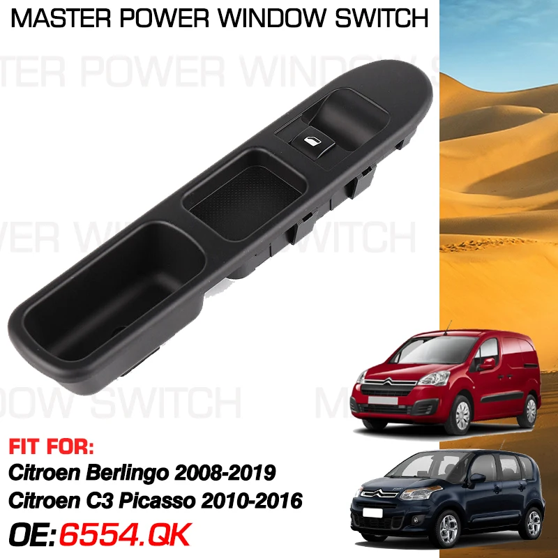 Auto Electric Power Lifter Window Switch Button 6554.QK 6 Pins For Citroen C3 Picasso Berlingo 2008-2019 6490QK 6554.HJ 6554.QL