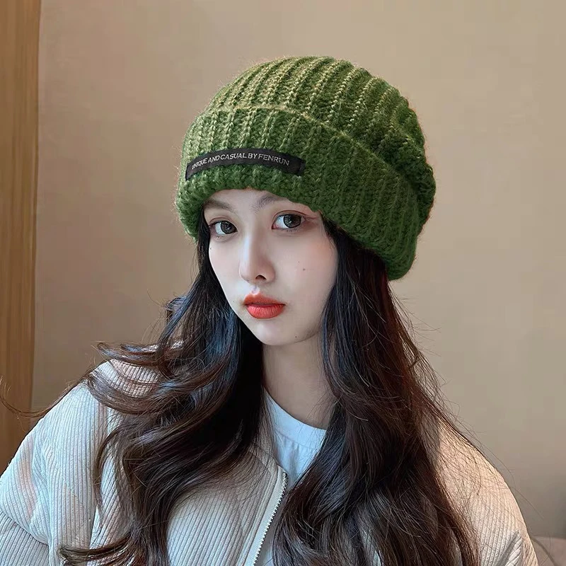 Autumn Winter Warm Hat For Women Girls Soft Loose Thicken Ear Protection Windproof Bonnet Fashion Versatile Hats